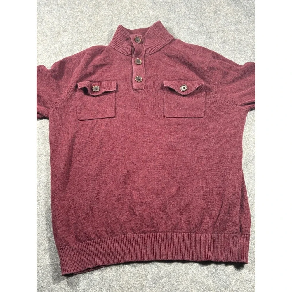 Banana Republic Burgundy Mock‎ Neck Button Pocket Sweater Men's Large